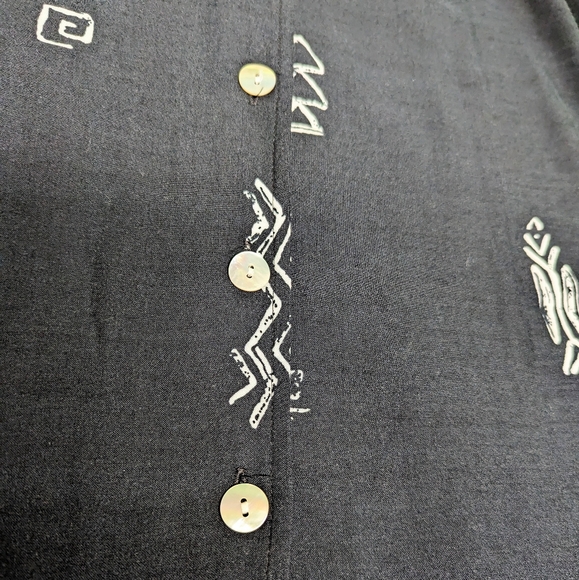 R&K summer dress sleeveless V neck black & white front button up ancient designs - Picture 8 of 9